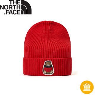 【The North Face 童 LOGO保暖針織帽《紅》】8CGU/休閒帽/舒適保暖毛帽