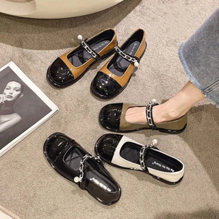台灣出貨 35-42 大碼女鞋41新款法式小皮鞋復古瑪麗珍黑白小眾低跟厚底單鞋