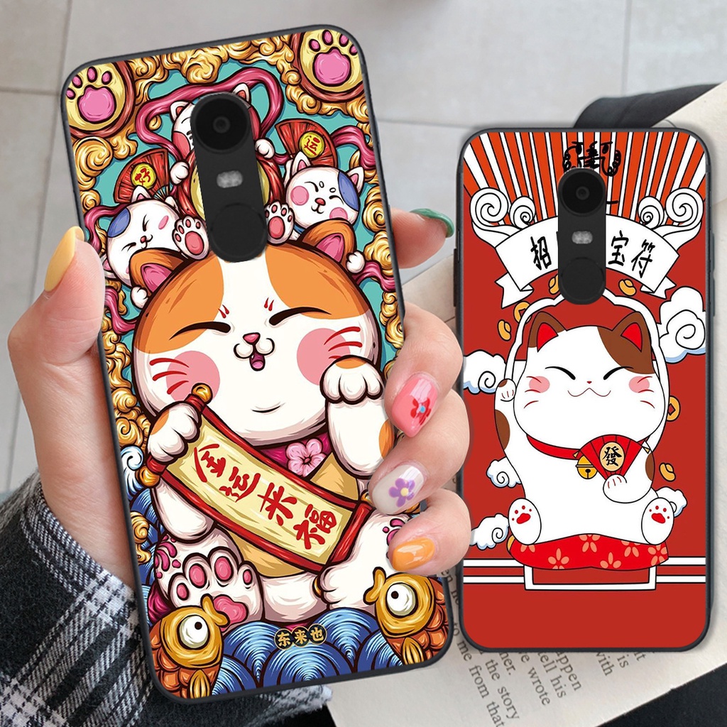 Xiaomi Redmi Note 4 / Note 4x / Redmi 5 Plus 手機殼帶招財貓攜帶五毛,很多幸
