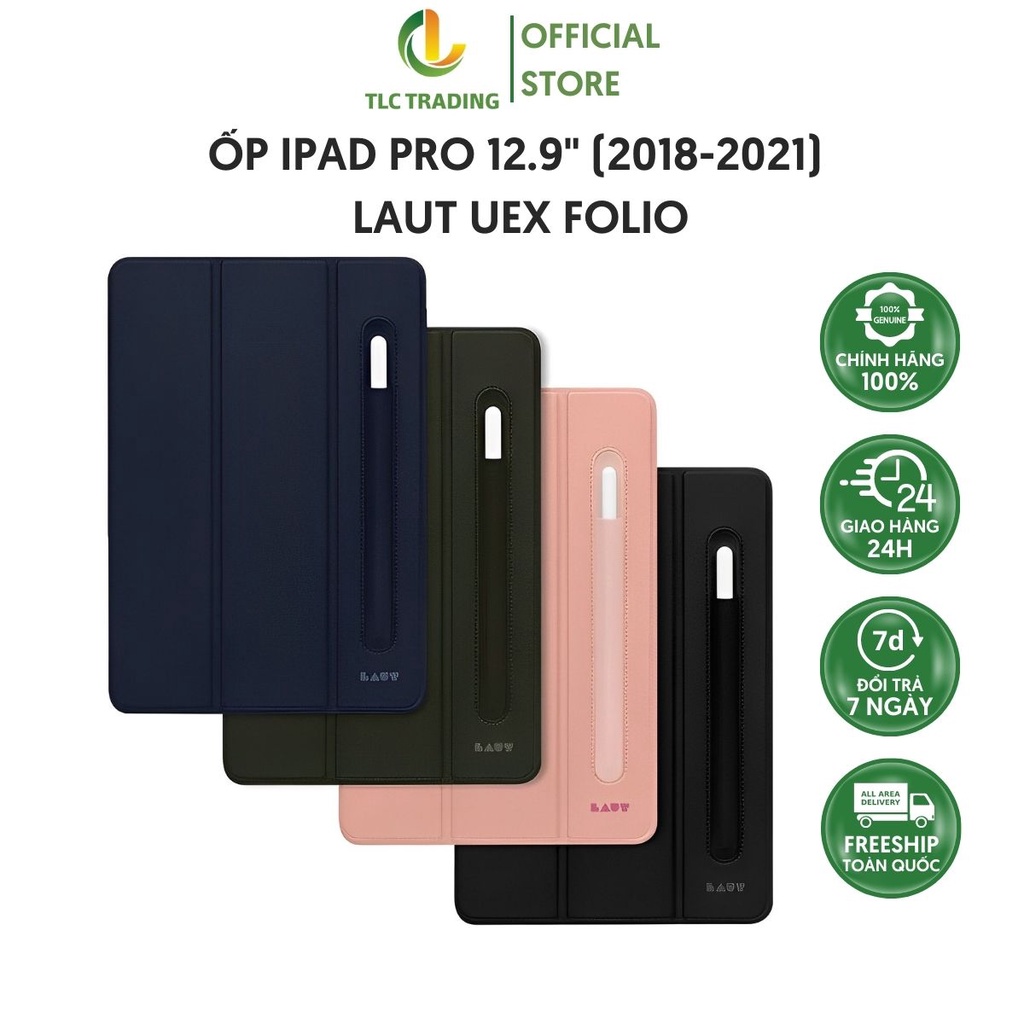 Laut Huex Folio iPad 保護套適用於 iPad Pro 12.9 英寸(2018*2021)帶筆槽帶多