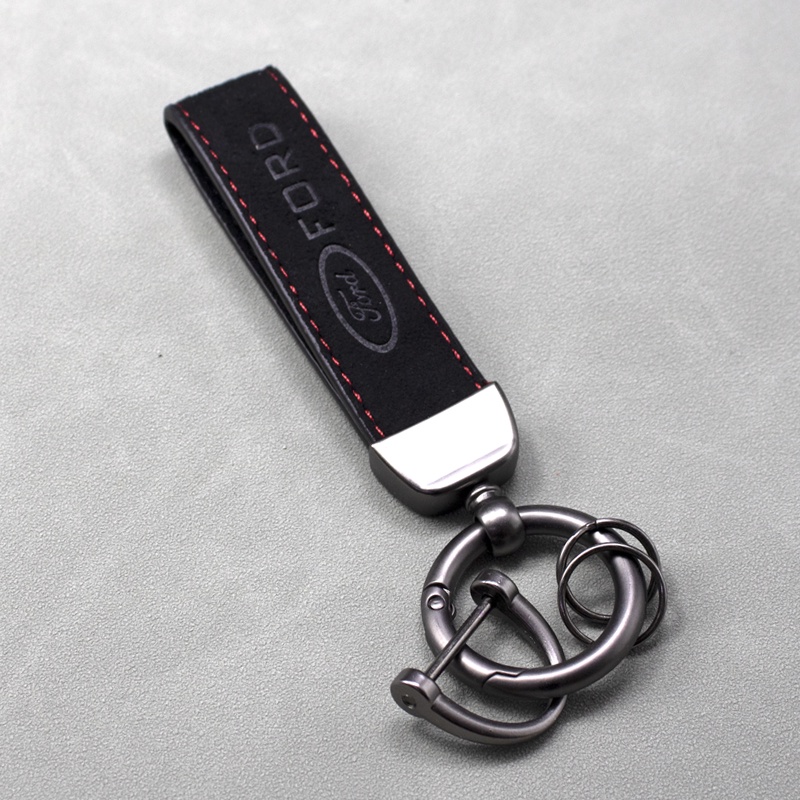 絨面革汽車鑰匙扣合金環汽車標誌鑰匙扣鑰匙挂件適用於福特 ST FOCUS 2 3 蒙迪歐 Fiesta Kuga MK2