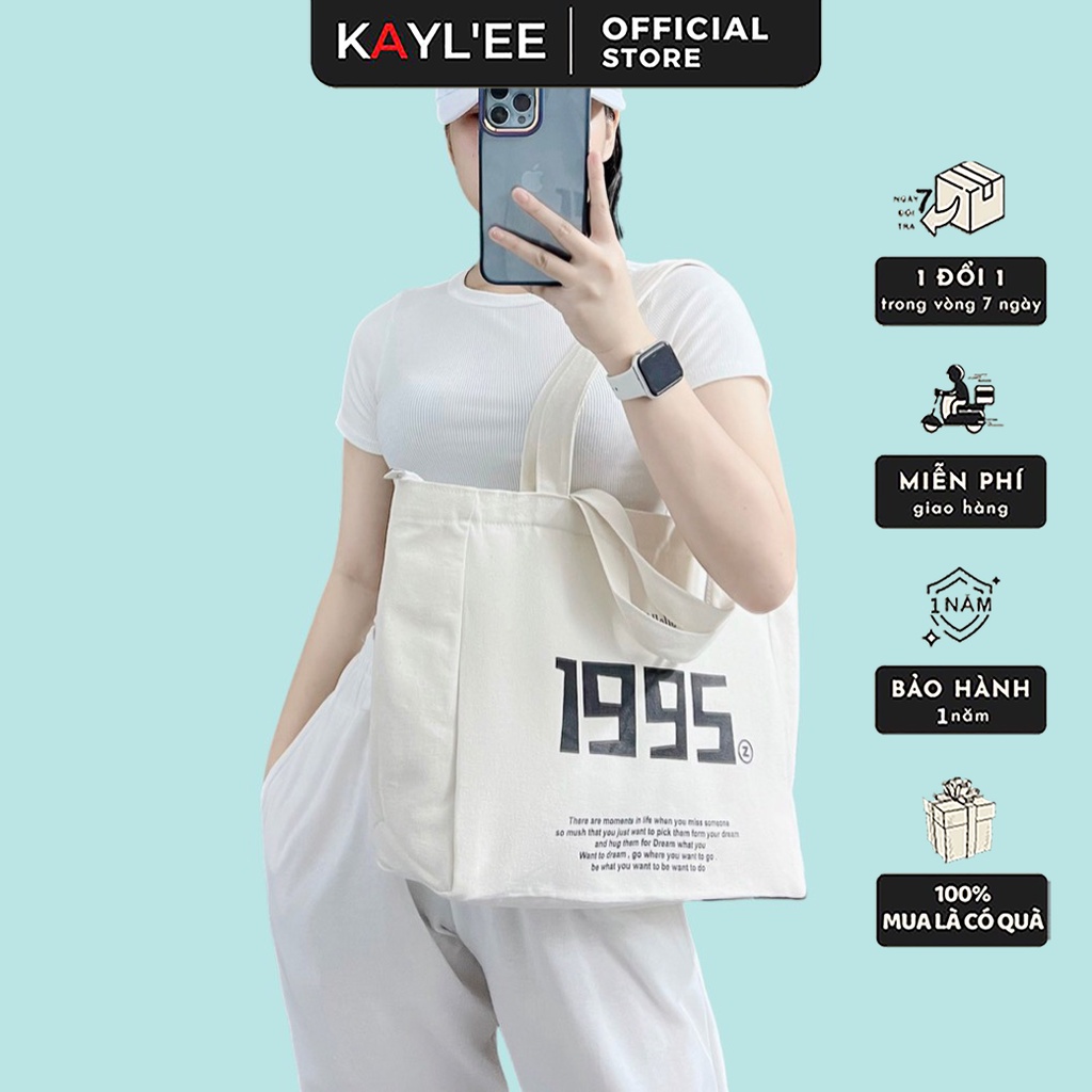 Kaylee 時尚 2 肩帶帆布手提袋,適合學校郊遊帶拉鍊 KT 52x33x16cm TCV10