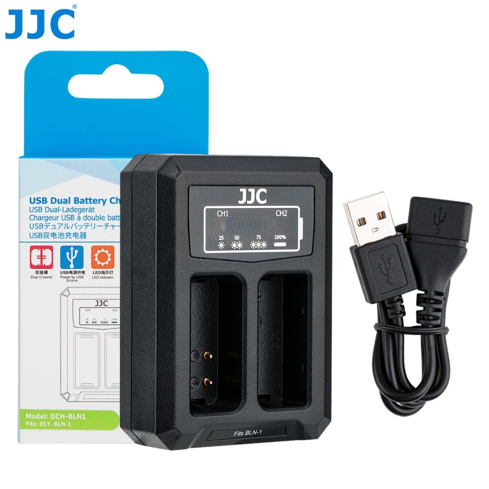 JJC BLN-1電池USB充電器 奧林巴斯 OM-D E-M1 E-M5 II E-P5 PEN F E-P5 等相機