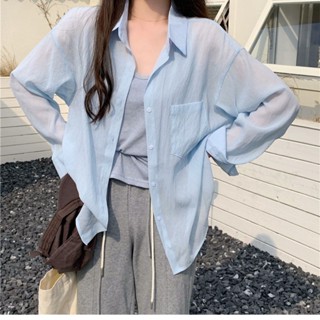 【JODIES】S-2XL 4色 垂感天絲棉襯衫女 薄款春夏防曬襯衣 韓版寬鬆休閒 薄款襯衣 女生長袖防曬上衣