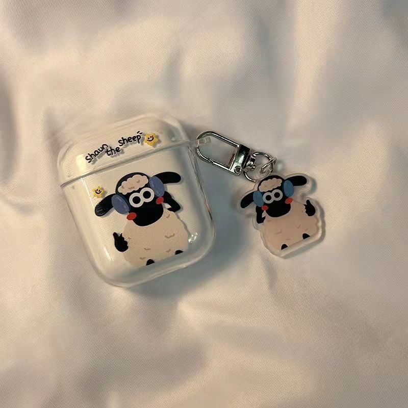 卡通耳機殼 可愛卡通小羊airpods1/2代耳機保護套蘋果無線耳機保護套pro3軟