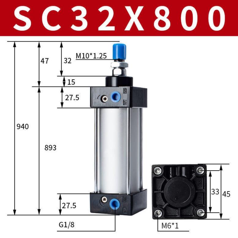 方形壓縮氣缸 SC 32 x 800