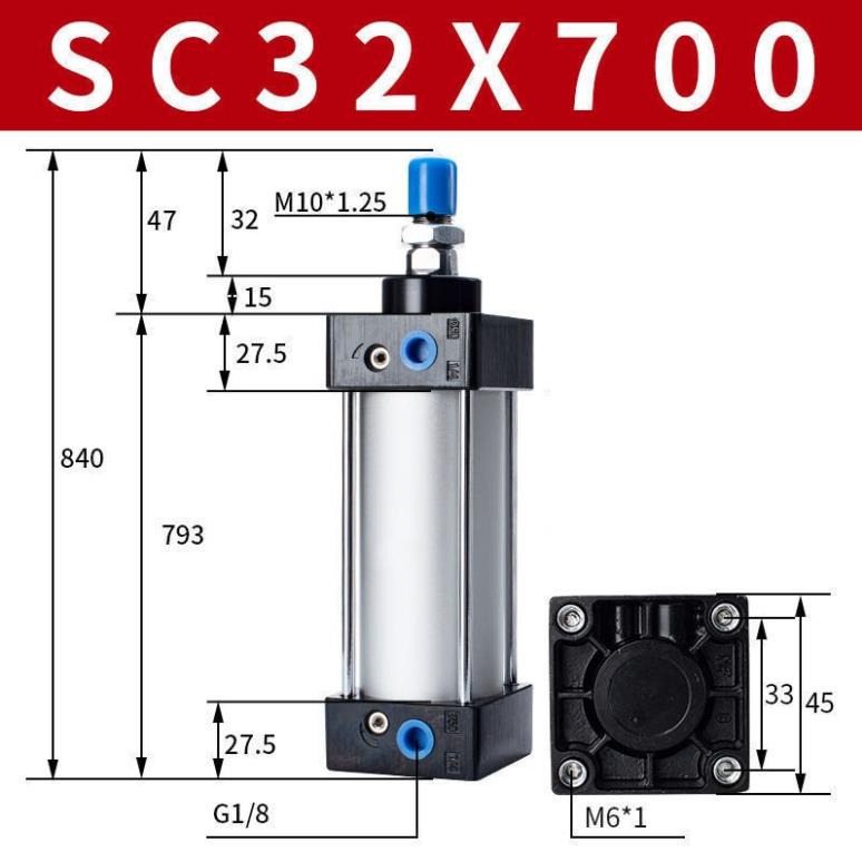 方形壓縮氣缸 SC 32 x700