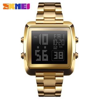 Skmei 時刻美 1369 商務成熟男士爆款電子錶 鋅合金 方形表 大表盤 鋼錶帶手錶（機芯升級款）