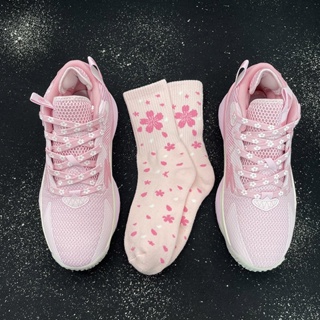 【原色】適配 Dame8實戰籃球鞋利拉德8粉色櫻花漸變反光潑墨鞋帶潮