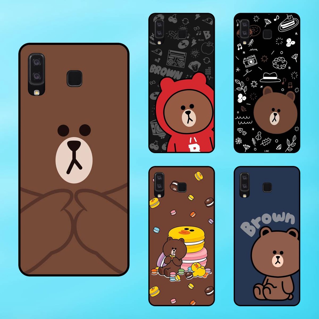 三星 A8 Star 手機殼黑色邊框棕色可愛可愛小熊