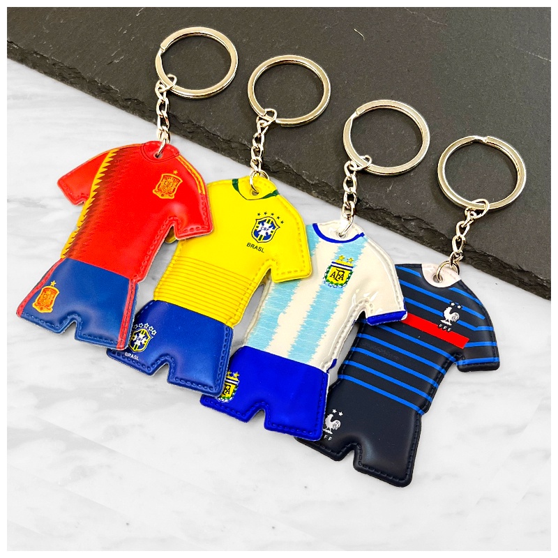 【新到】巴西荷蘭阿根廷球衣鑰匙圈鑰匙扣法國葡萄牙義大利足球匙扣背包吊飾禮品