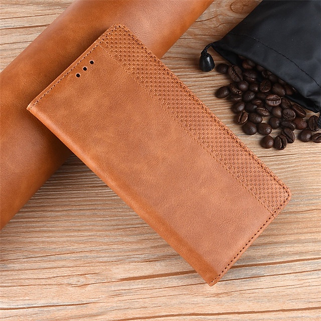 (顏色:棕色)小米紅米 Note 7 高級錢包皮套,Note 7 Pro 豪華皮革