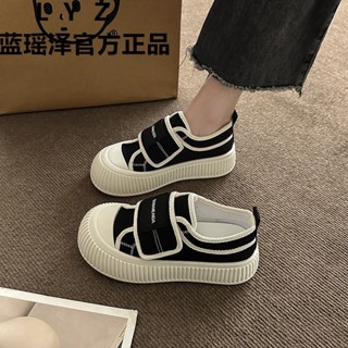 「KiraSole女鞋店」 魔術貼帆布鞋大頭醜萌鞋餅乾鞋女夏季新款厚底百搭運動休閒
