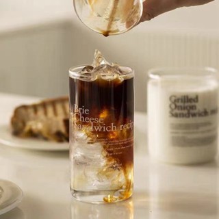 韓係ins玻璃水杯 簡約英文字母早餐杯 牛奶杯 美式拿鐵冰咖啡冷萃摩卡玻璃杯 水杯 咖啡杯 冷飲杯