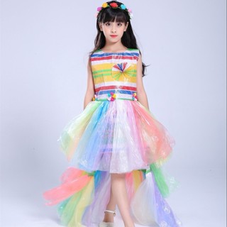 六一兒童環保服裝男女童舞臺表演服手工製作塑膠袋幼兒園時裝走秀10.18