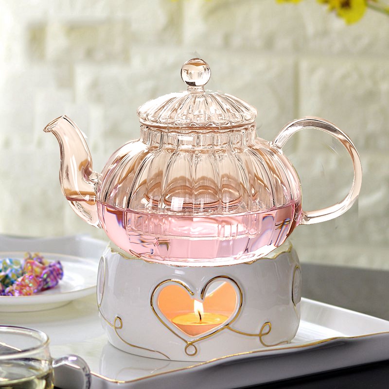 600ml玻璃茶壺 加厚花茶壺 玻璃泡茶壺 花茶壺 茶水分離 透明過濾 功夫茶具 耐高溫 泡茶壺