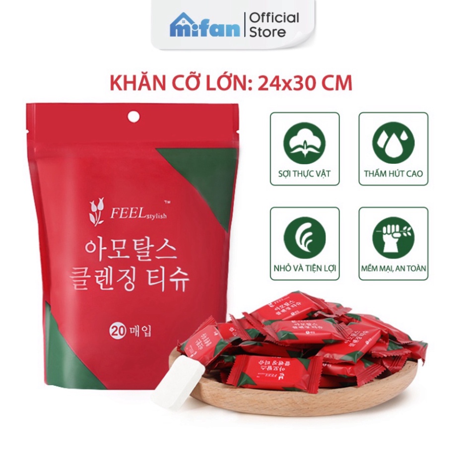 時尚韓國壓縮紙巾 MIFAN 毛巾 24x30cm - 2 層厚度 - 旅行、方便工作圖像