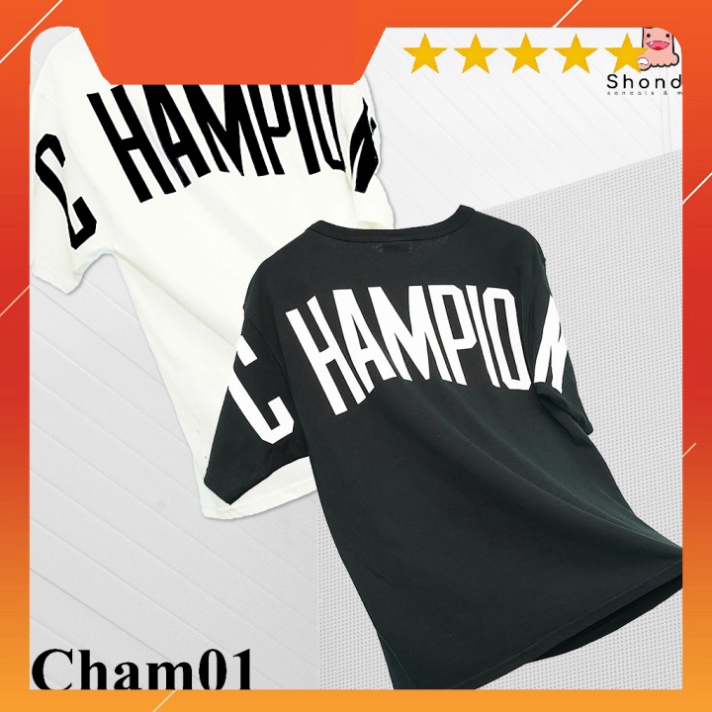 Champion Big Logo 棉質 T 恤時尚中性性別 T 恤 - 型號 01