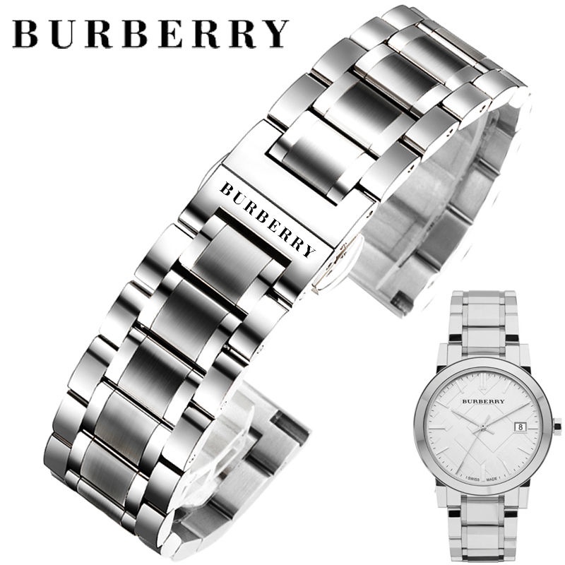 【現貨】巴寶莉鋼錶帶BURBERRY手錶帶實心鋼帶博柏利男女錶鏈蝴蝶扣配件20