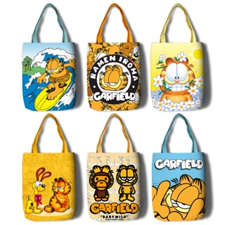 加菲貓 Garfield 歐迪 Odie 帆布斜背包 購物袋 便攜收納女生包包客制-blue1207