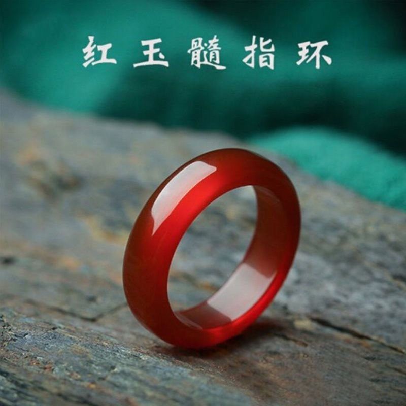 天然瑪瑙戒指情侶款男女個性扳指尾戒賭神玉髓綠玉石指環12.15