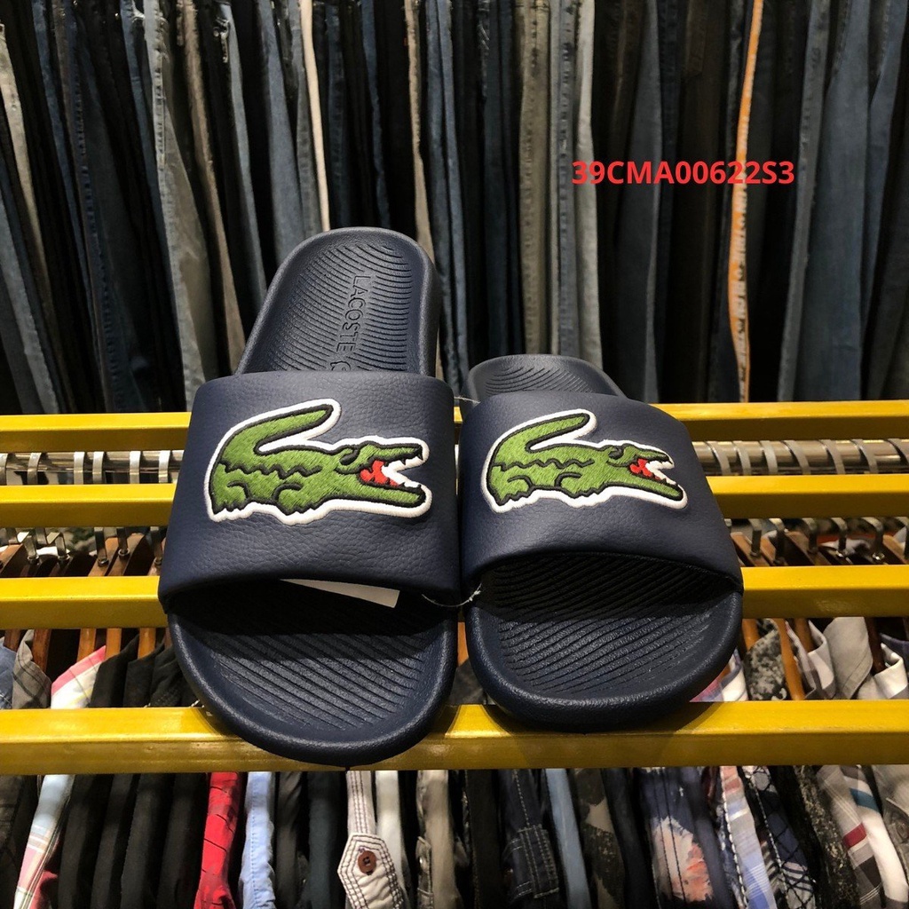 Lacoste 綠色鱷魚藍拖鞋新款 39CMA00622S3