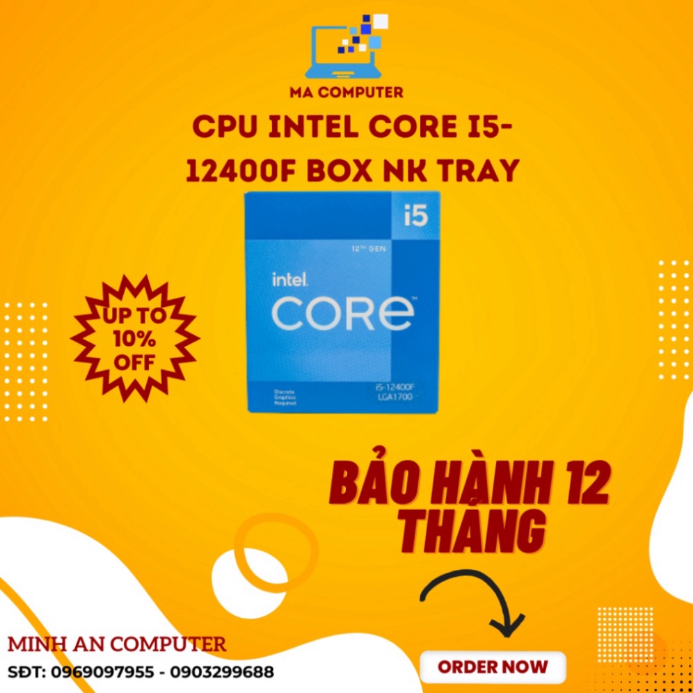 Cpu Intel Core i5-12400F(18M 高速緩存,高達 4.40 GHz)6 核 12 線程