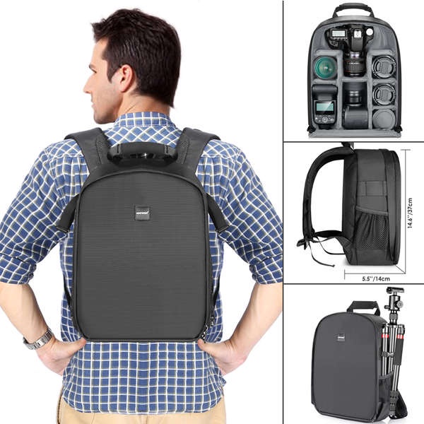 NEEWER/紐爾 攝影包單眼數位相機包專業後背包適用於佳能尼康索尼微單背包內膽防水尼龍內袋戶外包旅行男灰色