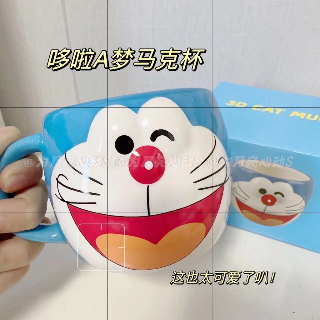 陶瓷杯 水杯 馬克杯哆啦A夢陶瓷杯子超可愛卡通童趣水杯叮噹貓機器貓馬克杯送人禮物