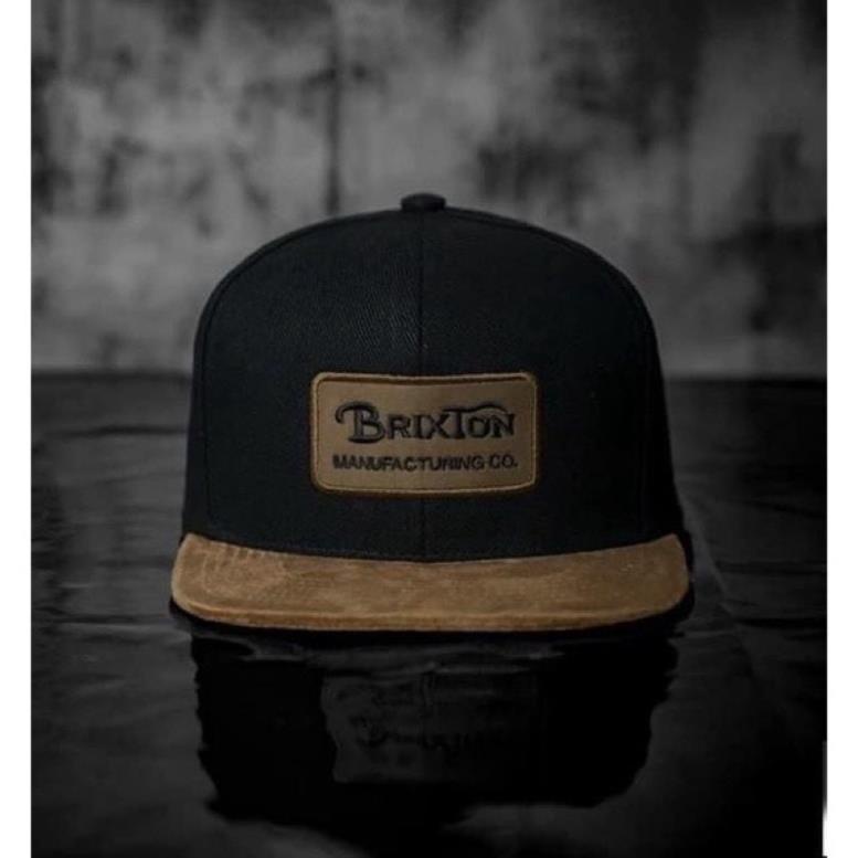 Snapback BRIXTON,SUPER DRY 帽子,簡單的牛嘴黑色,酷網眼,鈕扣帶,標準形式