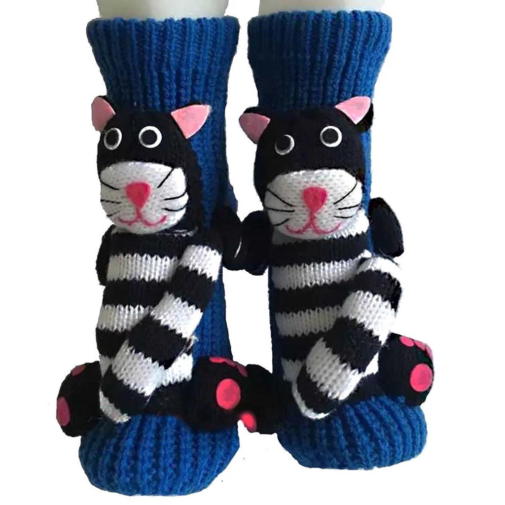 卡通毛線襪3D立體卡通防滑毛線襪成人地板襪加厚冬季保暖耶誕襪