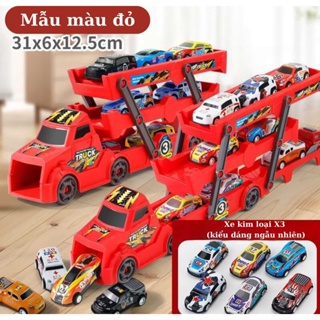 3 層卡車玩具車,帶 3 輛小型賽車,嬰兒可折疊卡車模型,男孩玩具車。