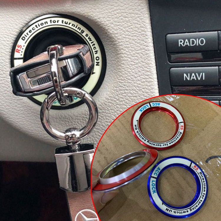 【汽車裝飾】適用於老款賓士老C級E級R級GLK C200 E260L威霆鑰匙孔點火開關裝飾圈