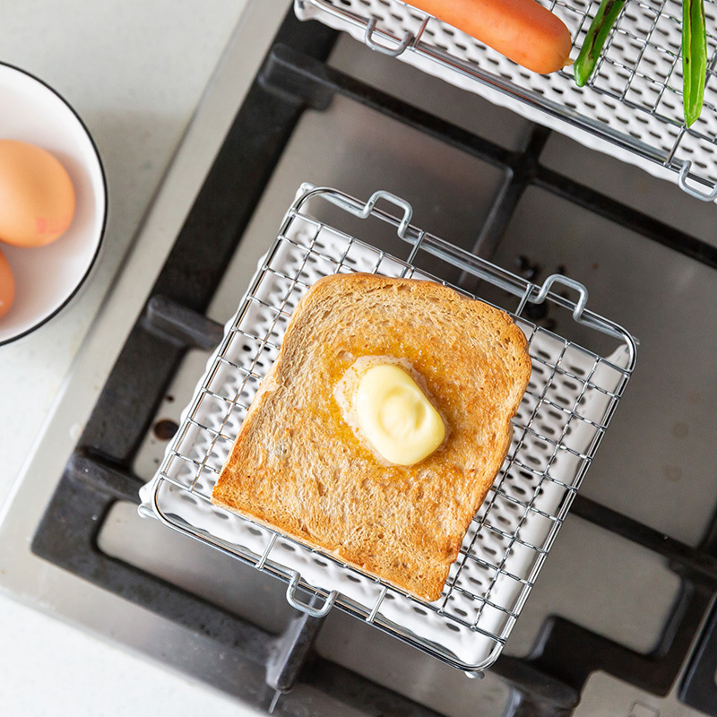 【現貨】日本進口直火陶瓷家用燒烤網日式烤麵包吐司年糕烤魚燃氣用烤網架