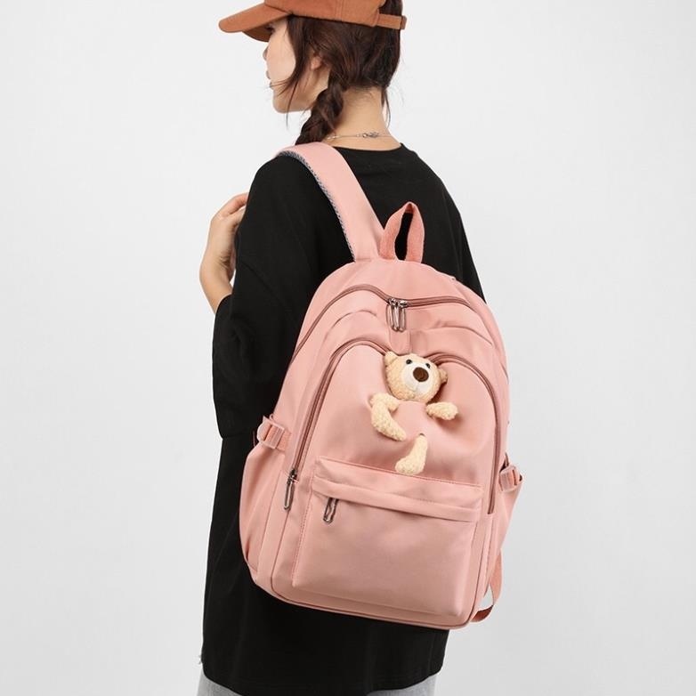 🐻 可愛的素色小熊背包️可愛的女書包防水尼龍面料便宜的價格