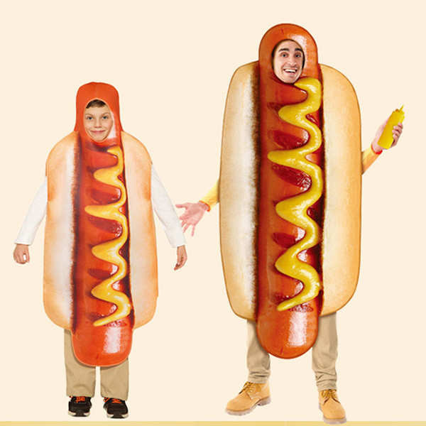 萬聖節搞怪派對墨西哥節麵包熱狗服裝公司年會搞笑食物裝扮表演服