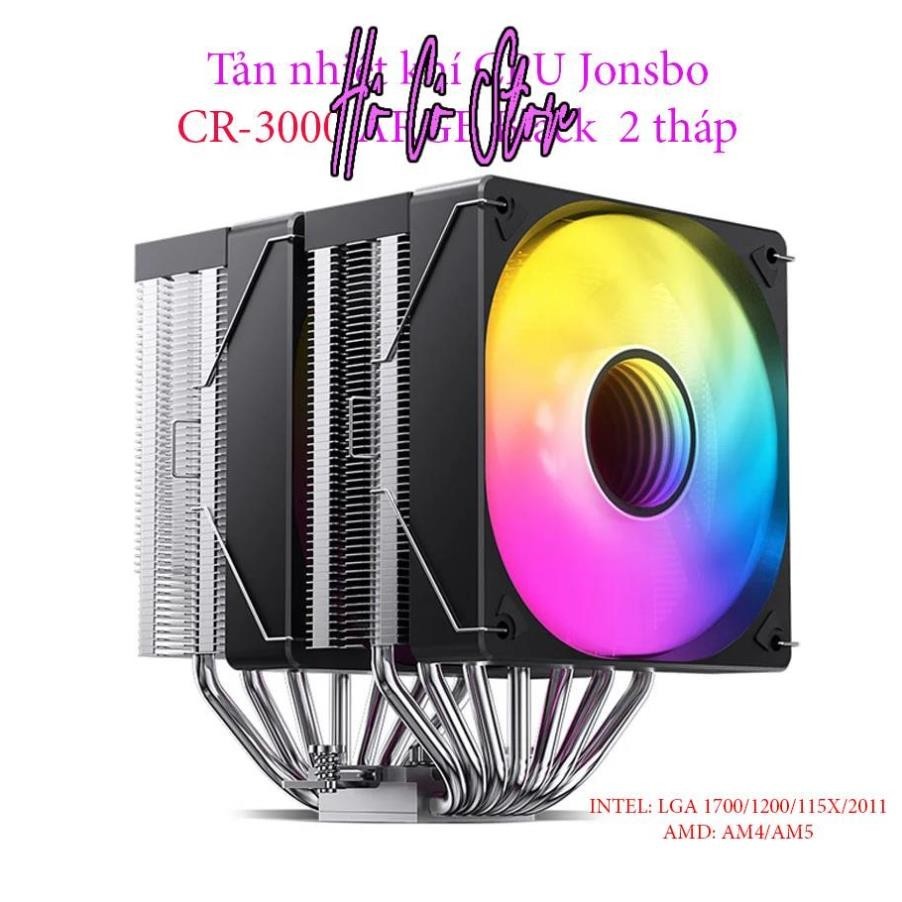 散熱 CPU Jonsbo CR-3000 ARGB 黑色,2 個英特爾塔式:LGA 1700 / 1200 / 115