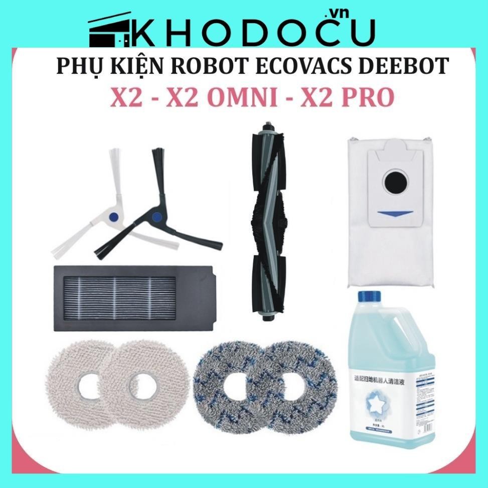 Ecovacs Deebot X2、X2 Omni、X2 Pro 機器人吸塵器配件 - 濕巾、主刷、邊刷、垃圾袋、灰塵過