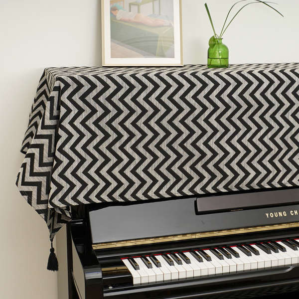 現代簡約黑白波浪紋鋼琴防塵全套高檔電子琴蓋布半披鋼琴罩通用