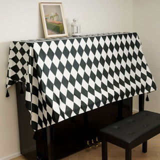 高級感現代簡約黑白棋盤格鋼琴罩通用防塵加厚蓋布電鋼琴防塵罩布