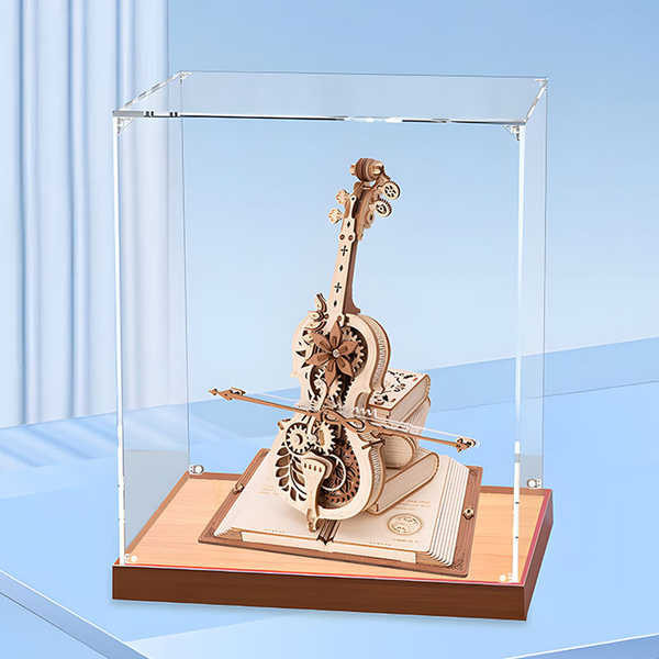 適用ROKR若客祕境大提琴音樂八音盒亞克力展示盒 透明手辦收納盒