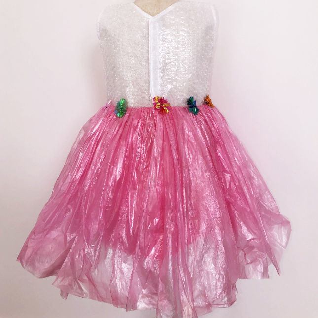 女童塑膠袋環保裙廢物利用手工創意製作兒童親子時裝秀幼兒園走秀3.8.2