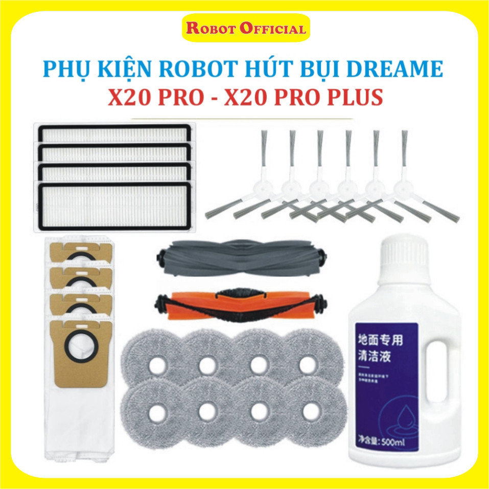 配件機器人吸塵器小米 Dreame X20 Pro、X20 Pro Plus hepa 過濾器、拖把、中刷、邊刷、垃圾袋