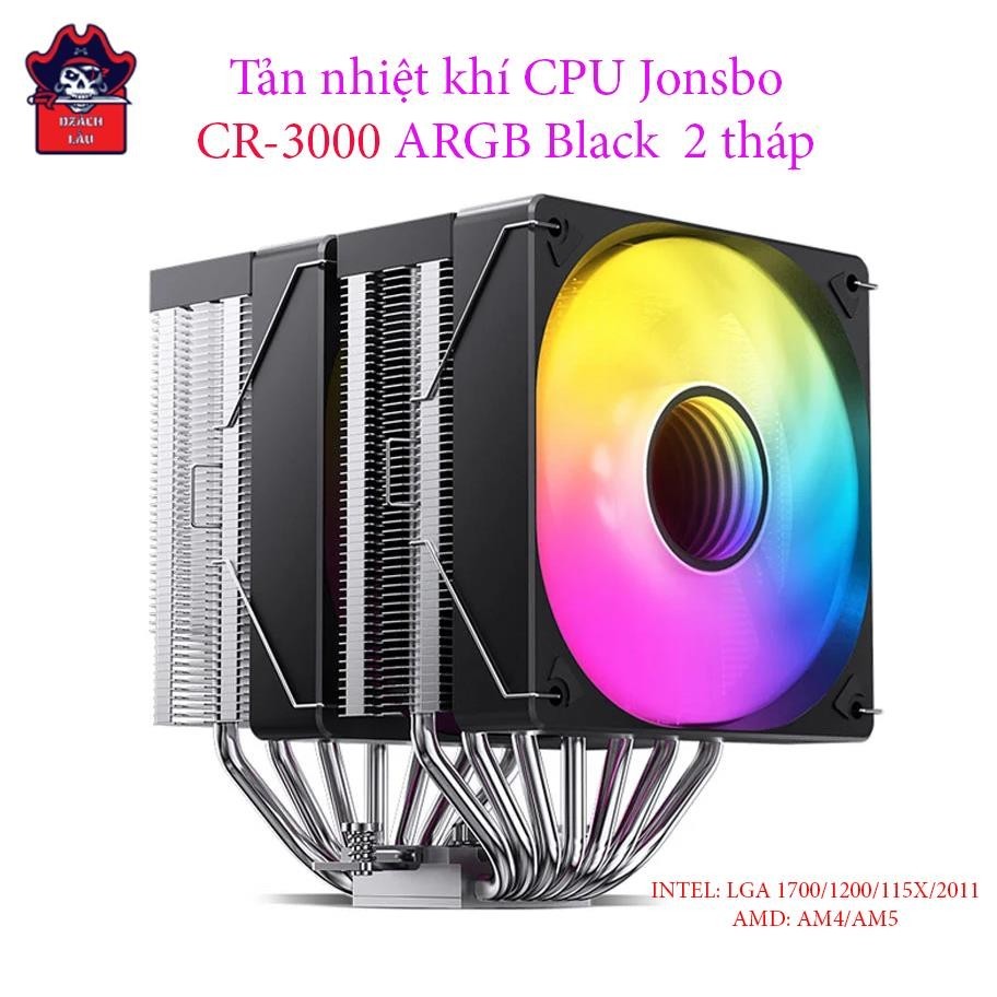 散熱 CPU Jonsbo CR-3000 ARGB 黑色,2 個英特爾塔式:LGA 1700 / 1200 / 115