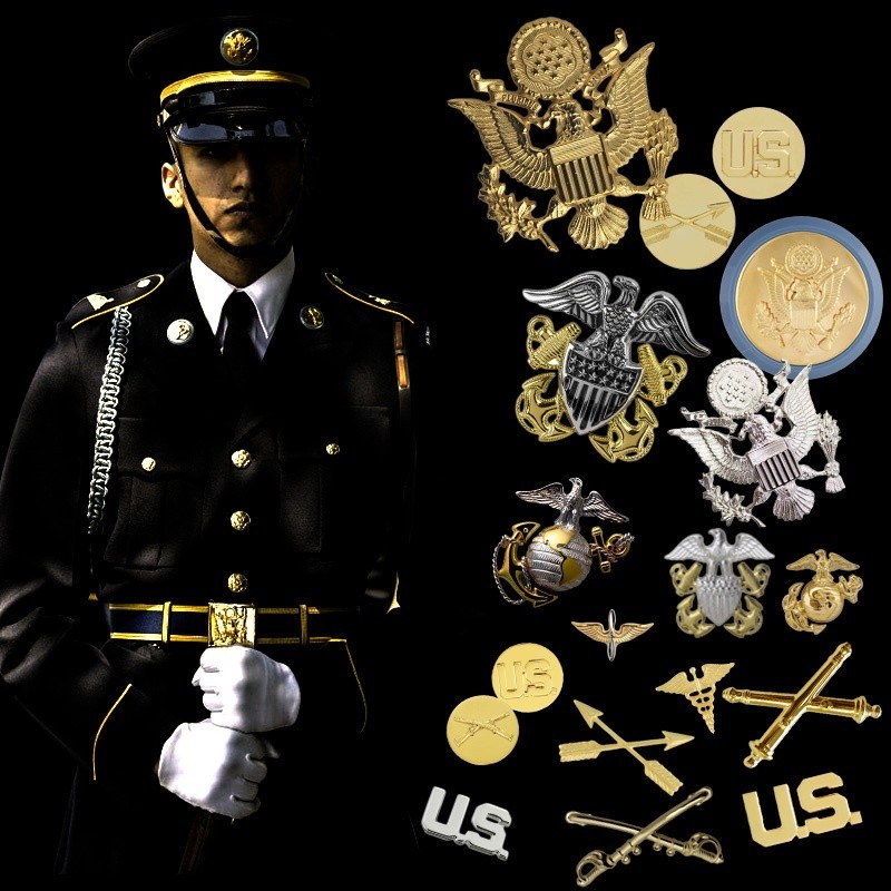 U. S. 陸軍軍軍團帽徽章粉絲金屬徽章海軍陸戰隊徽章連衣裙肩章技能獎章獎章