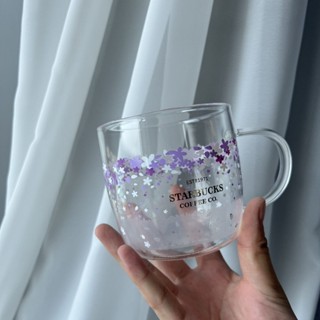 ★ins星巴克杯子 新款耐高溫玻璃杯天mao櫻花ins女士變色水杯咖啡杯早餐杯