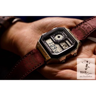 超耐用錶帶 Casio AE 1200 WHD、1100、1300、Gshock Winter Burgundy Red