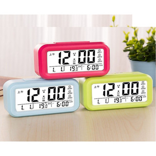 數字鬧鐘 LED 背光傳感器多功能時間、日曆、鬧鐘、溫度(顏色隨機)