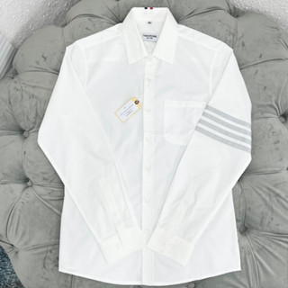 白色 Like-Au Thom Browne 襯衫 Full Box 刺繡 4 條紋 Somi Thome 白色襯衫