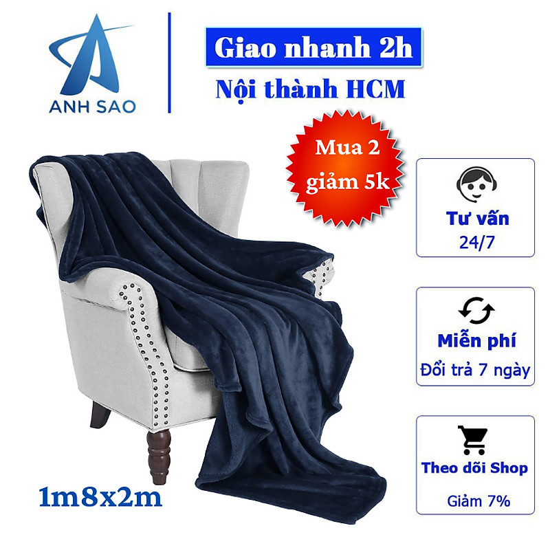 高品質深藍色羊毛毯 A - 1m8x2m